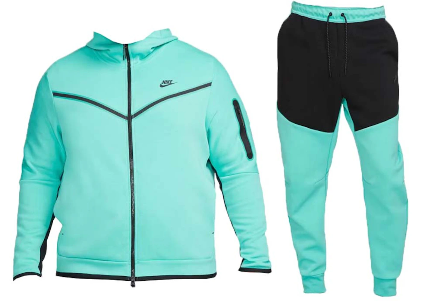 Nike Sportswear Tech Fleece Hoodie & Joggers Set Washed Teal/Black/Black Men's - SS22 - GB