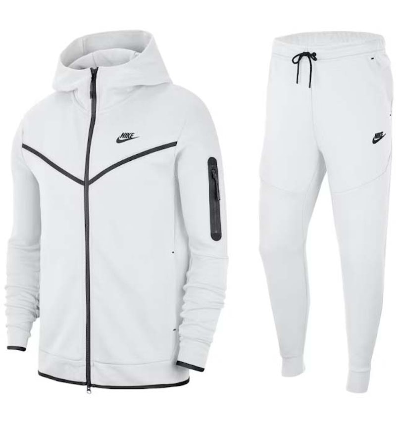Nike Sportswear Tech Fleece Hoodie Joggers Set White/Black Men's