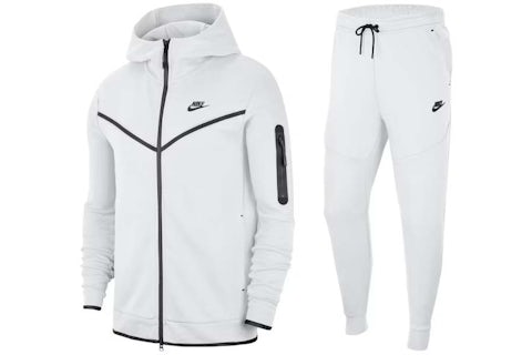 Nike Sportswear Tech Fleece Hoodie Joggers Set White/Black Men's