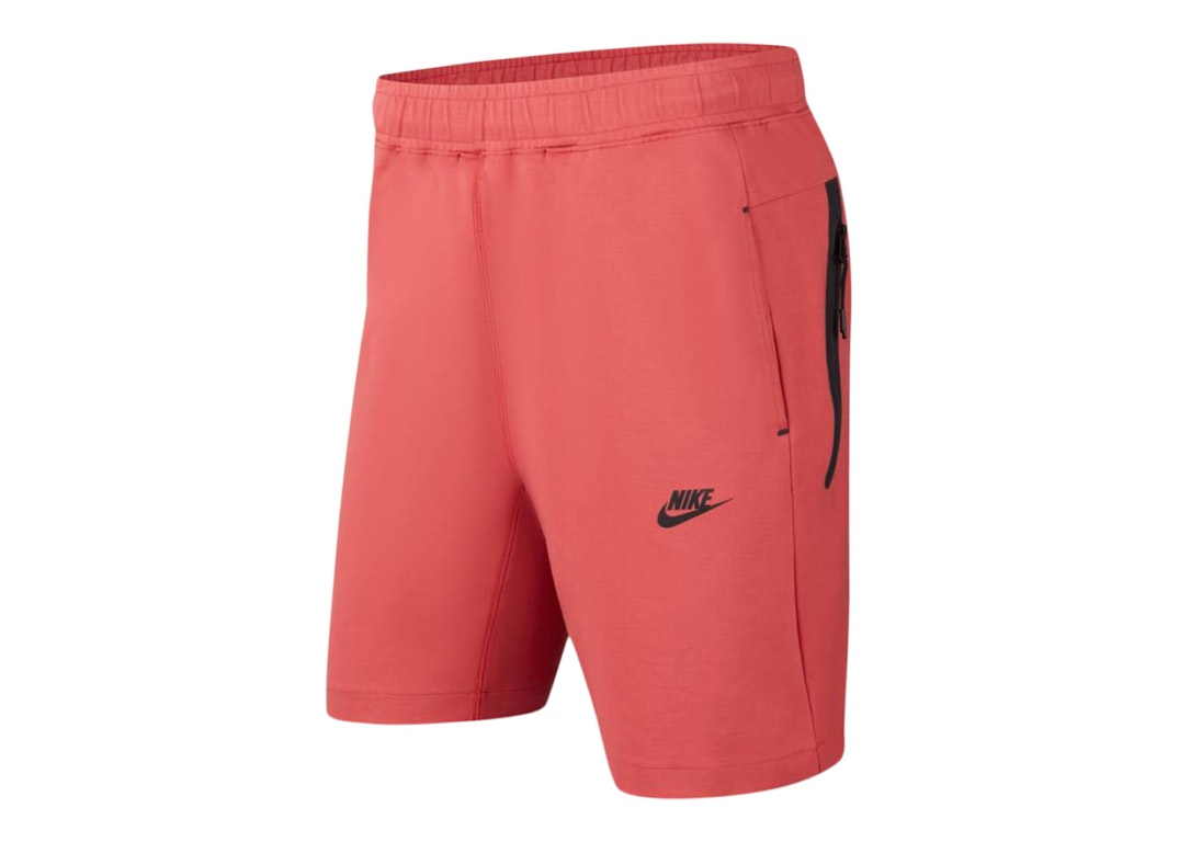 Pre-owned Nike Sportswear Tech Fleece Shorts Crimson Red/black