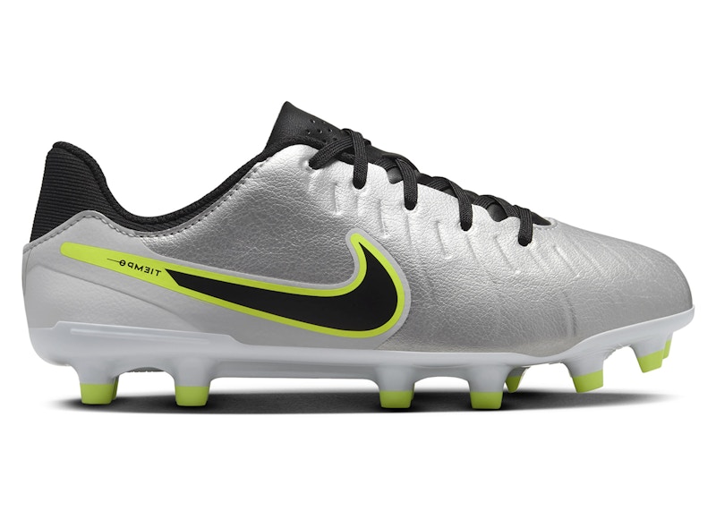 Pre-owned Nike Tiempo Legend 10 Academy Fg/mg Sneakers In Metallic Silver/volt/black
