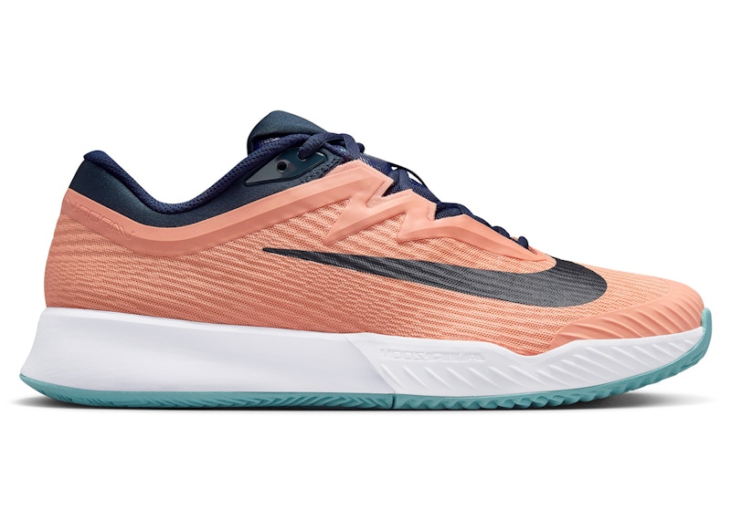 NIKE MEN'S NIKE VAPOR PRO 3 CLAY OBSIDIAN SNEAKERS IN APRICOT AGATE/WHITE/DENIM TURQUOISE