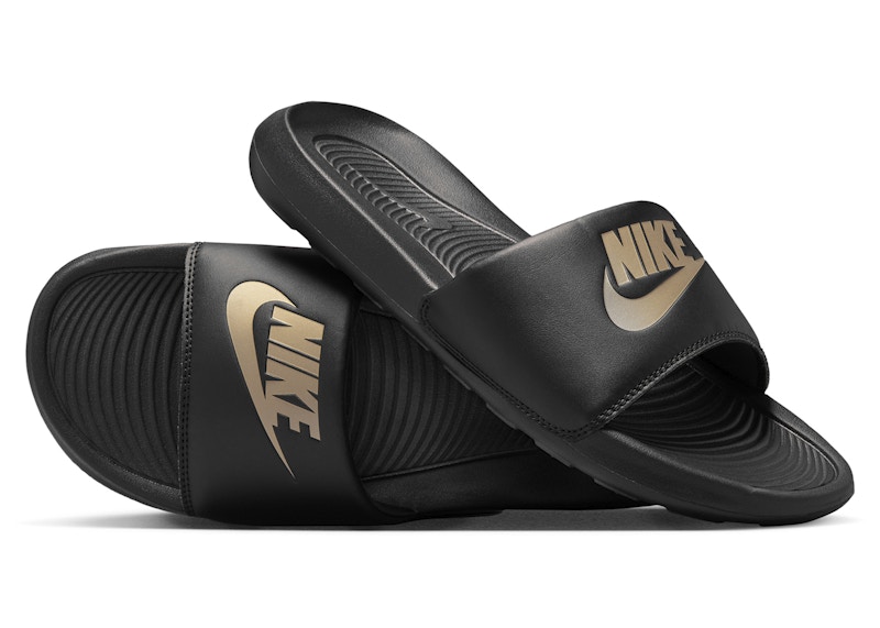 Nike Victori One Slide Black Metallic Gold Men's - CN9675