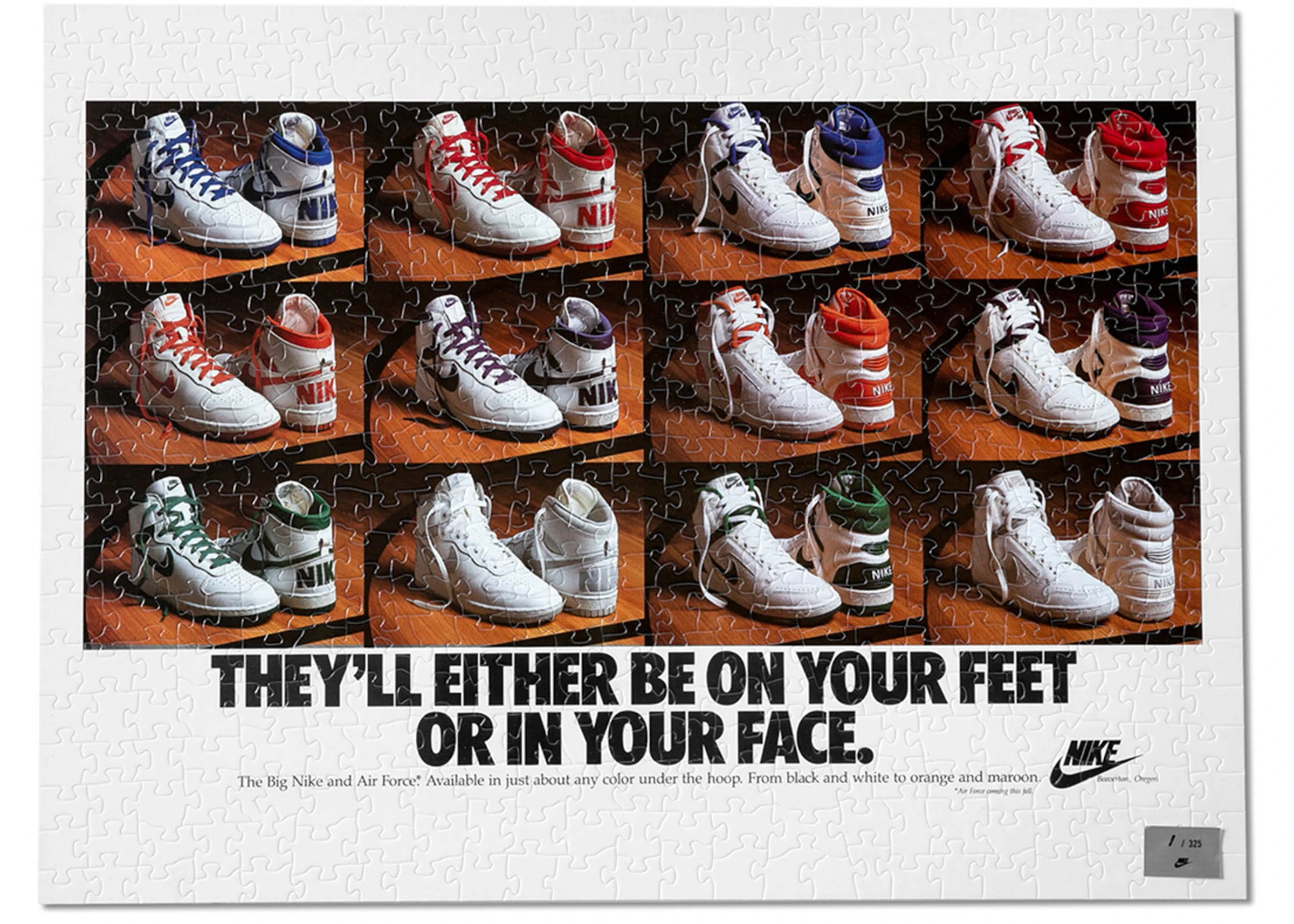 Flojamente Desviación Tormenta Nike Vintage Ad 1986 On Your Feet Or On Your Face Puzzle - ES