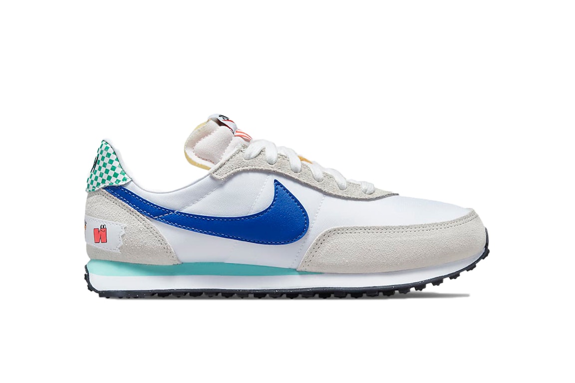 Pre-owned Nike Waffle Trainer 2 Scrapbook (gs) In White/pepper Red/sapphire Blue
