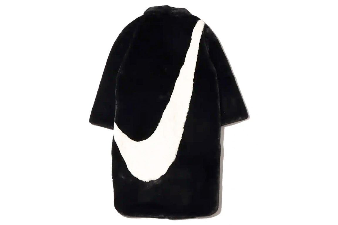 Pre-owned Nike Women Faux Fur Long Jacket (asia Sizing) Black