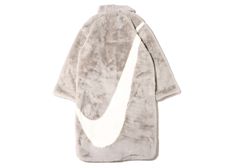 Nike Women Faux Fur Long Jacket (Asia Sizing) Light Bone