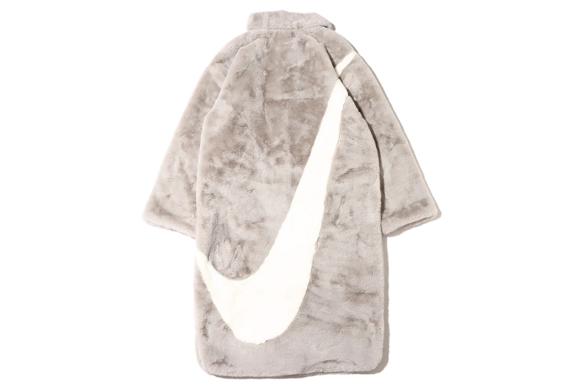 Pre-owned Nike Women Faux Fur Long Jacket (asia Sizing) Light Bone