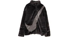 Nike Women Faux Fur Swoosh Jacket Velvet Brown/Cave Stone