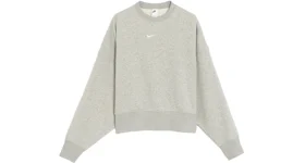 Nike Women's Phoenix Fleece Oversized Crew Sweatshirt Dark Grey Heather/Sail