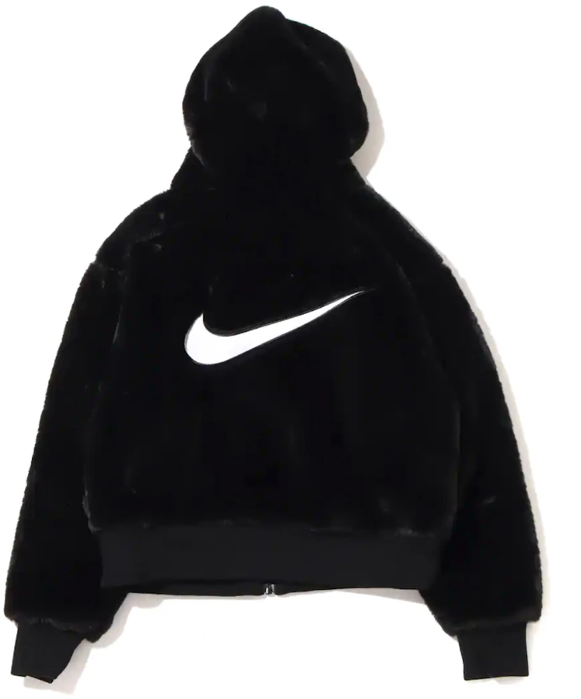 Nike Womens Sportswear Essential Faux Fur Jacket (Asia Sizing) Black ...