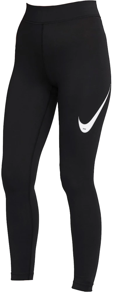 Nike Women's Swoosh High-Rise Leggings Black/Black/White - SS22 - US