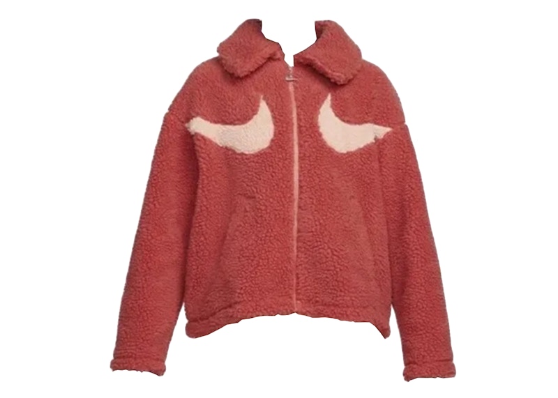 Nike Women's Swoosh Sherpa Full-Zip Jacket Lobster Crimson - US