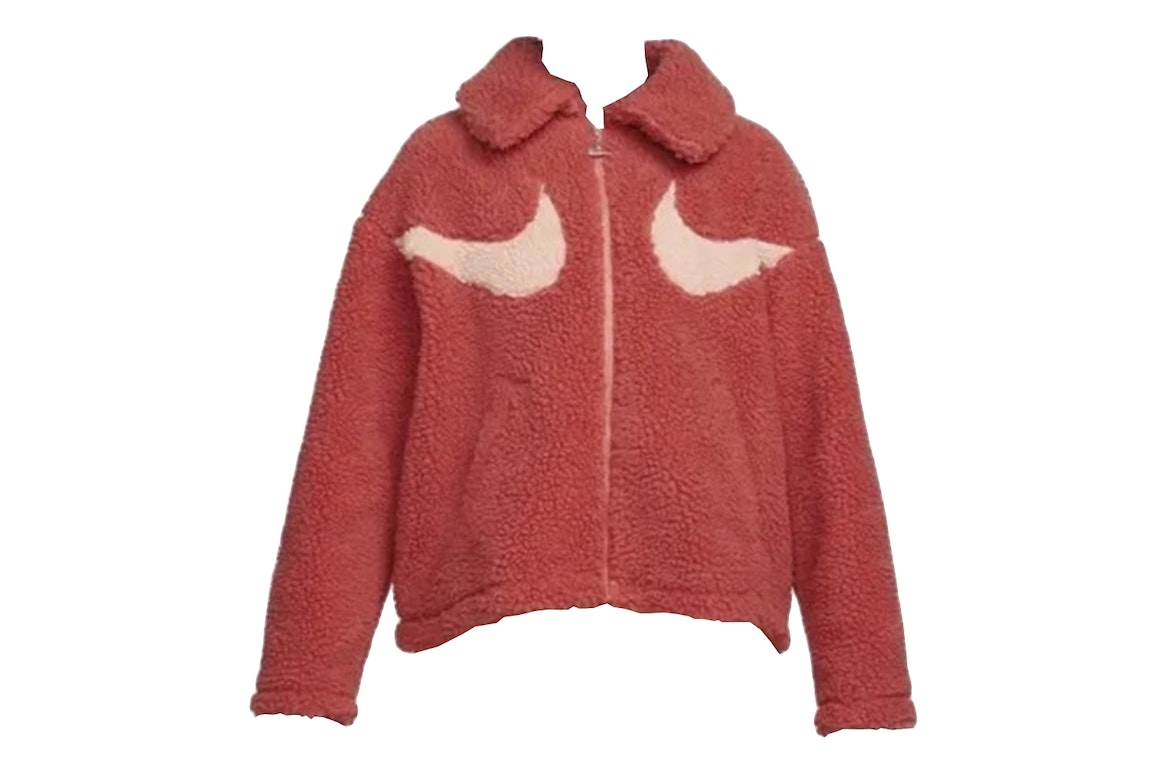 Pre-owned Nike Women's Swoosh Sherpa Full-zip Jacket Lobster Crimson