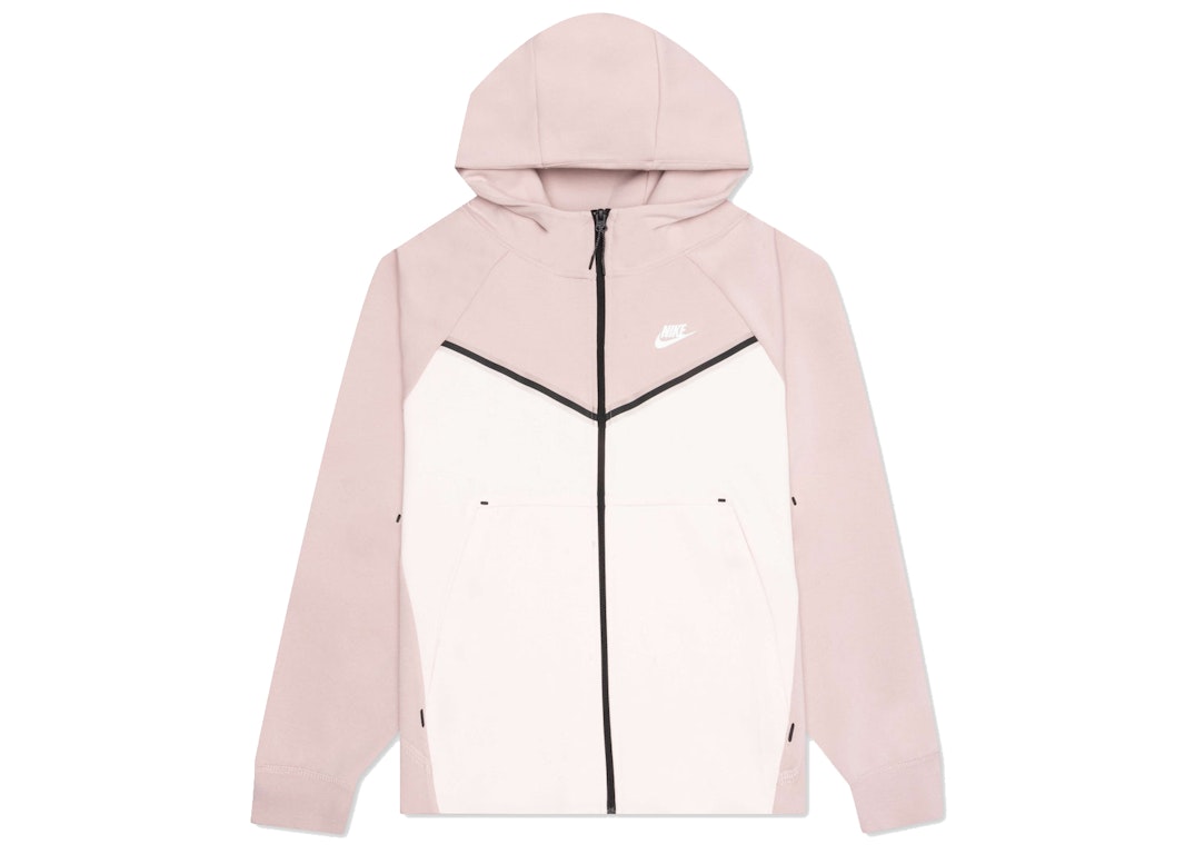 Pre-owned Nike Women's Tech Fleece Windrunner Full Zip Hoodie Pink Oxford/light Soft Pink