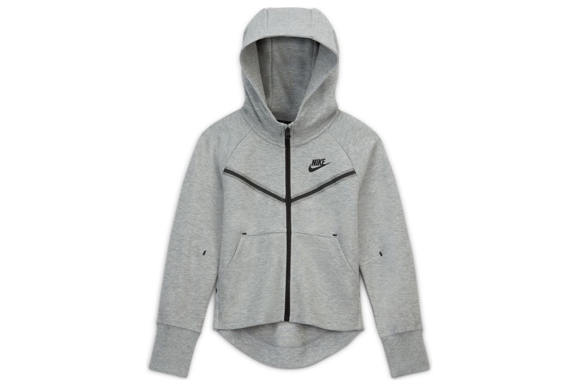 Pre-owned Nike Sportswear Kids' Tech Fleece Full-zip Hoodie Dark Grey Heather/black