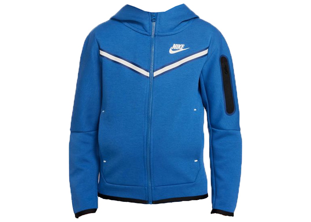 Pre-owned Nike Sportswear Kids' Tech Fleece Full-zip Hoodie Dark Marina Blue/light Bone