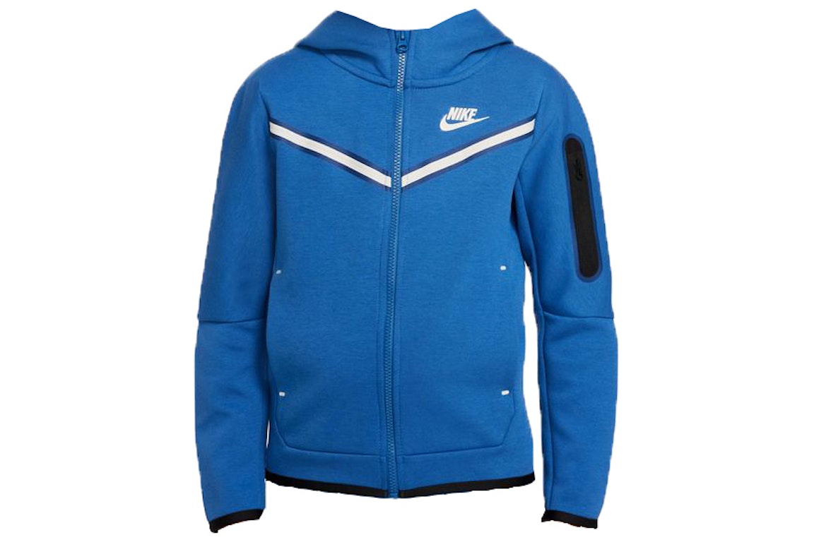 Pre-owned Nike Sportswear Kids' Tech Fleece Full-zip Hoodie Dark Marina Blue/light Bone