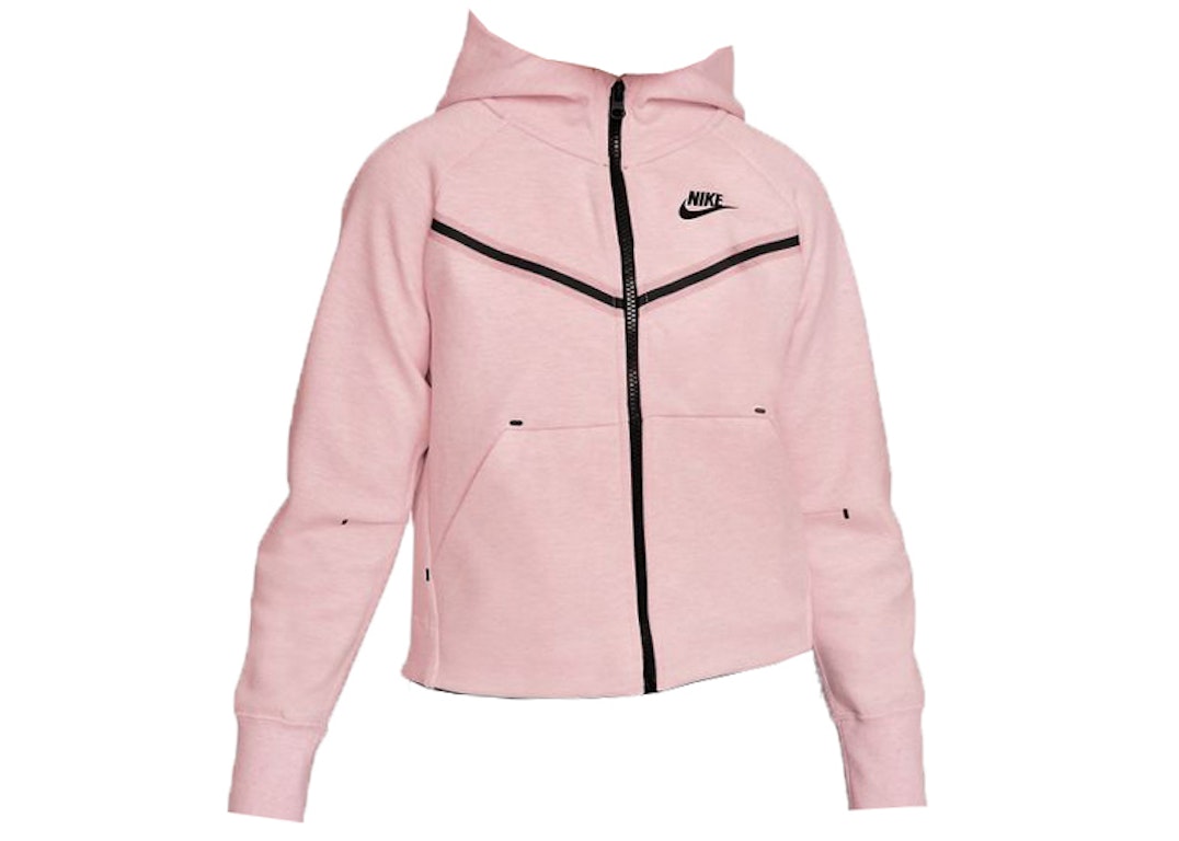 Pre-owned Nike Sportswear Kids' Tech Fleece Full-zip Hoodie Pink Foam/heather/black