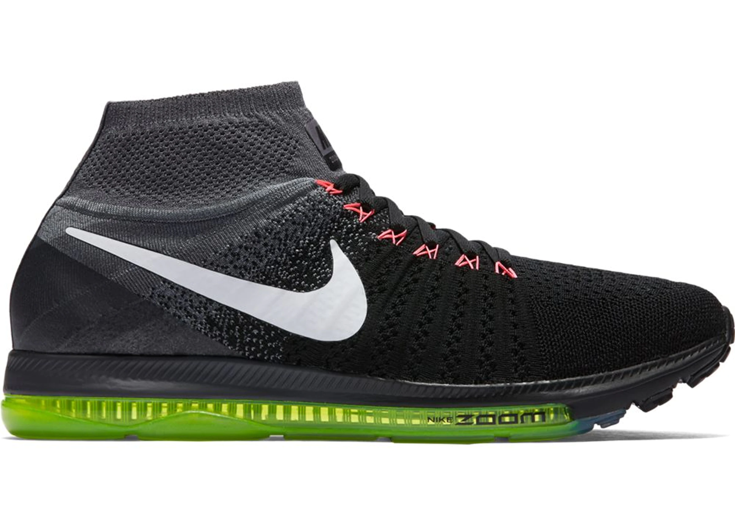 toon Lionel Green Street Verbonden Nike Zoom All Out Flyknit Black White Volt (Women's) - 845361-002 - US