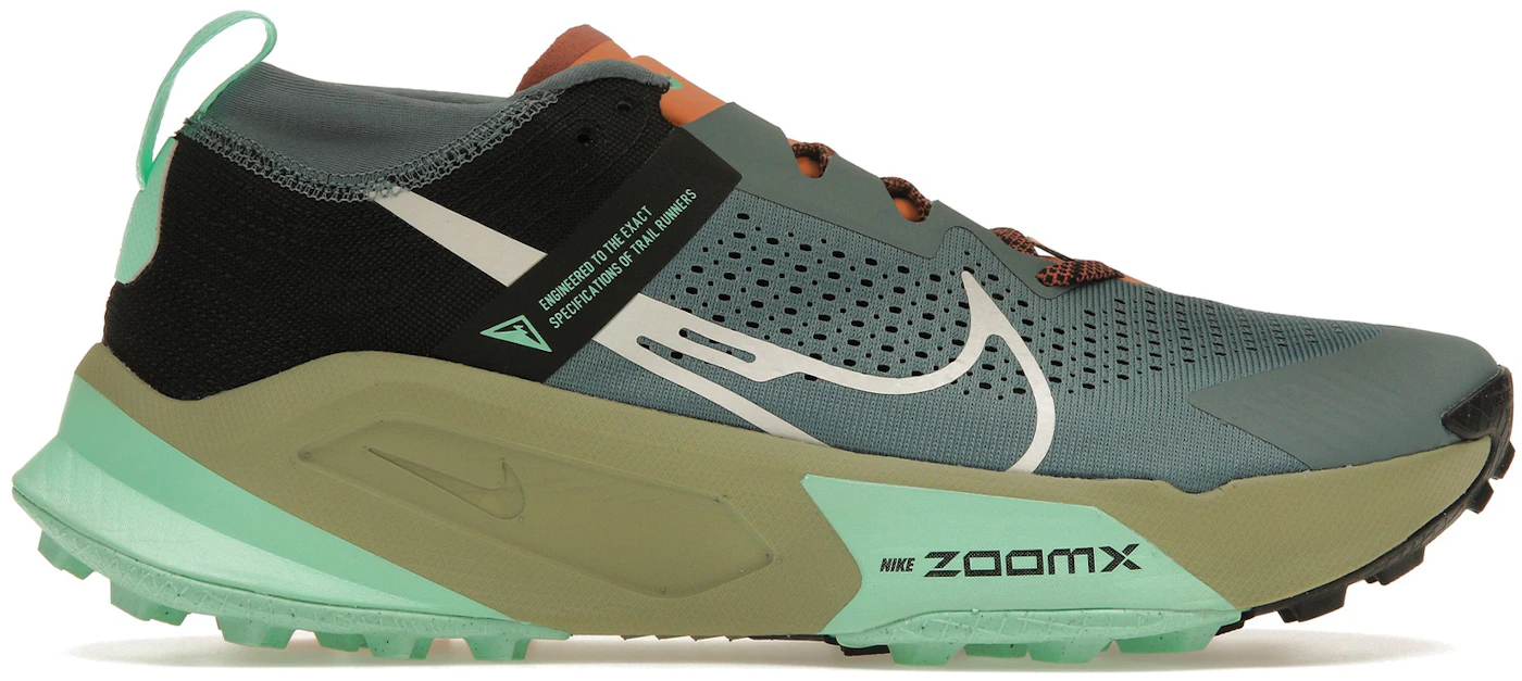 Nike ZoomX Zegama Trail Light Slate Grey Glow Green Bone Black Men's ...