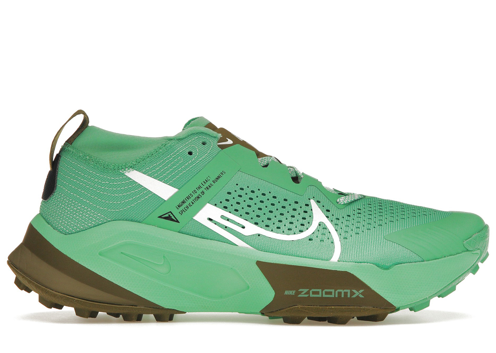 Nike ZoomX Zegama Trail Spring Green Olive Flak Black White Men's - DH0623- 302 - US