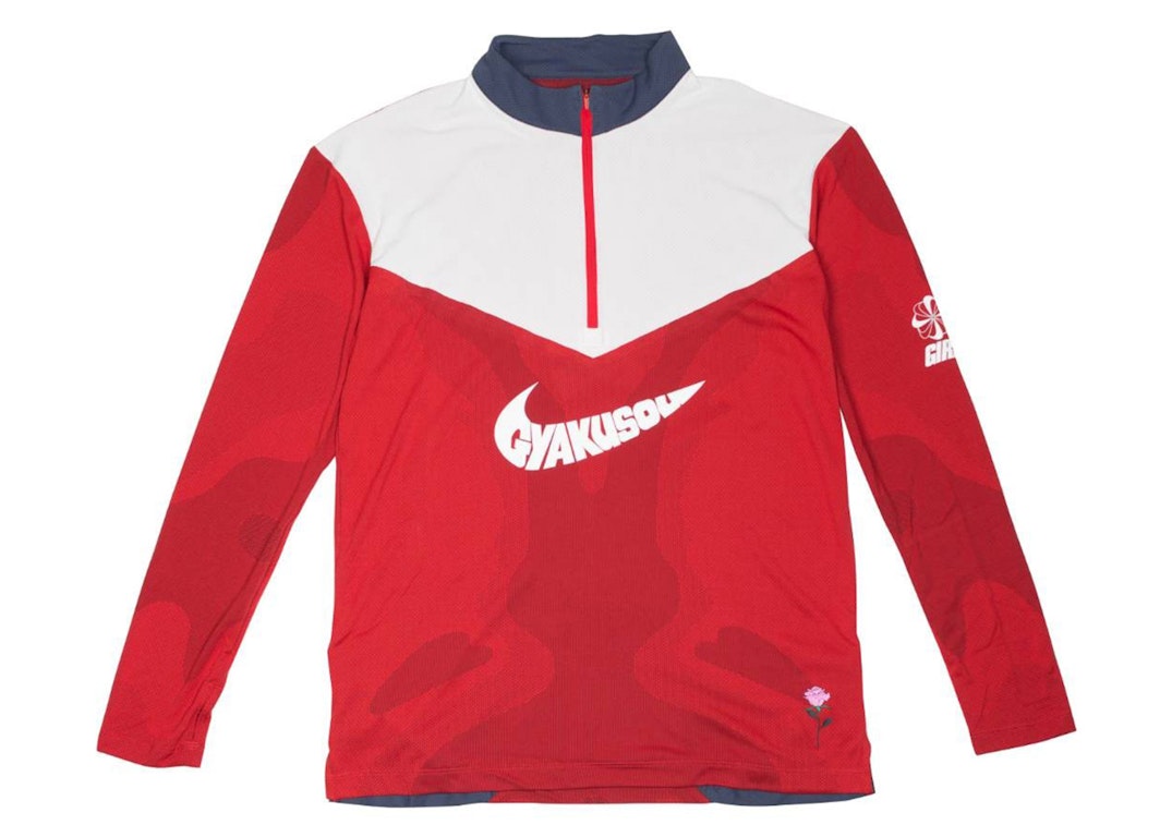 Pre-owned Nike X Gyakusou Nrg Half-zip Top Long Sleeve Tee Sport Red/thunder Blue