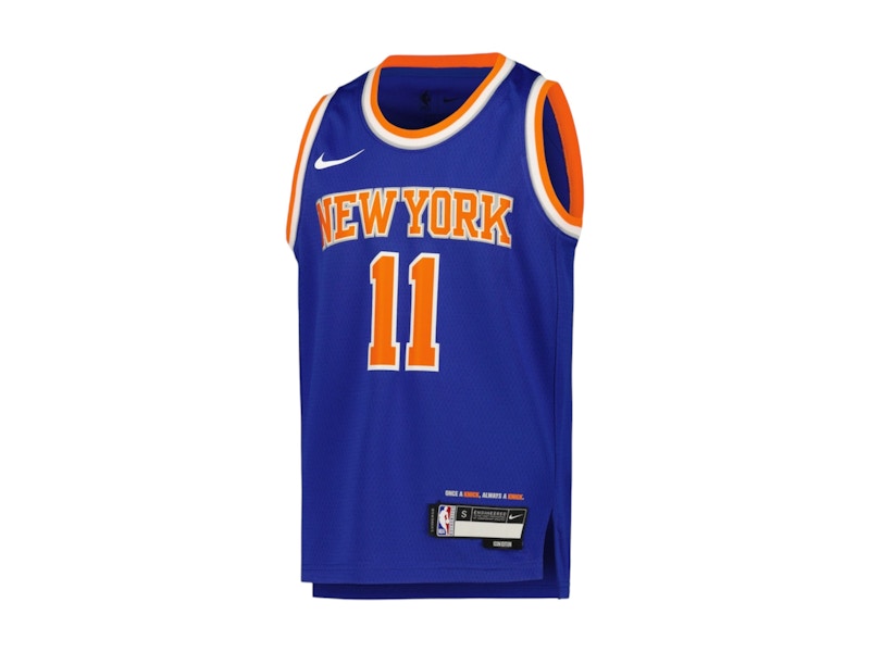 Pre-owned Nike X Nba Kids New York Knicks Jalen Brunson Icon Edition Swingman Jersey In Blue
