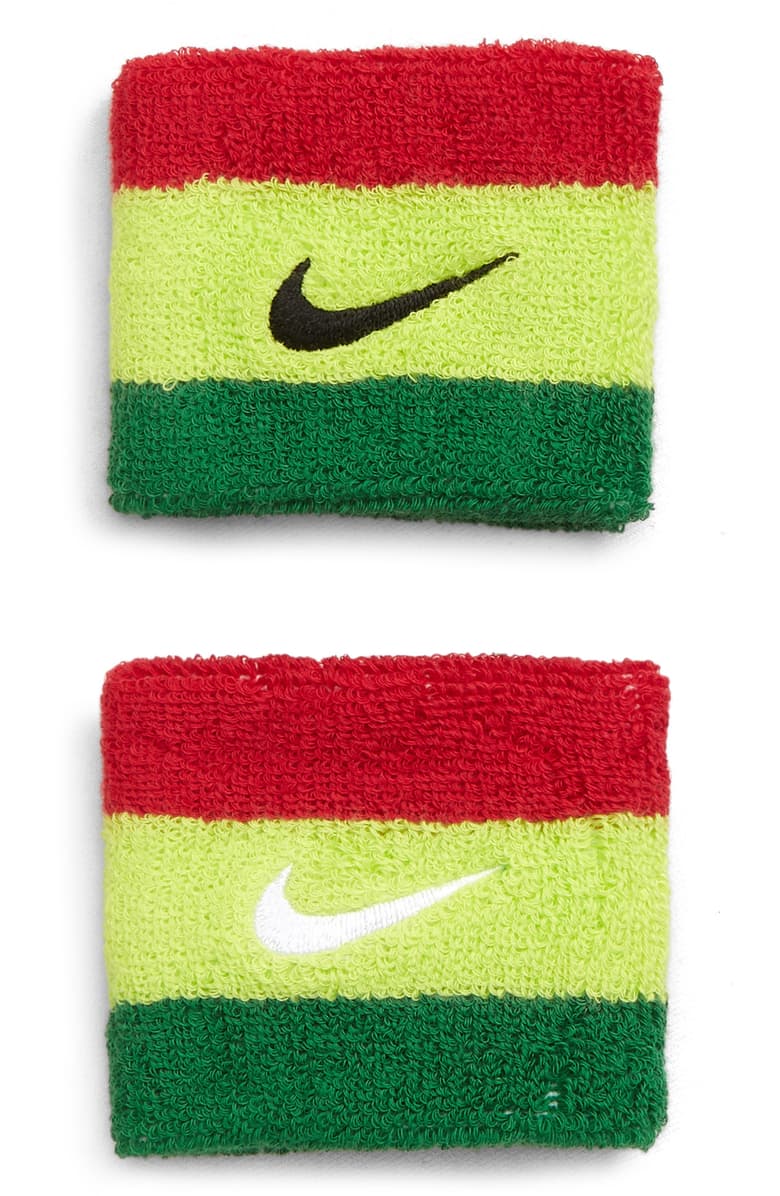 Nike x Olivia Kim Stripe Terry Wristband Gym Red Volt Pine Green