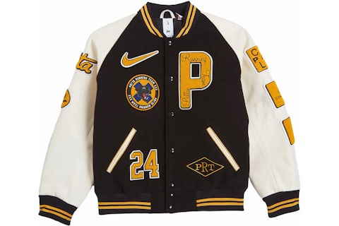 Clothing Black And Yellow Jordan Varsity Jacket Leather Jacket
