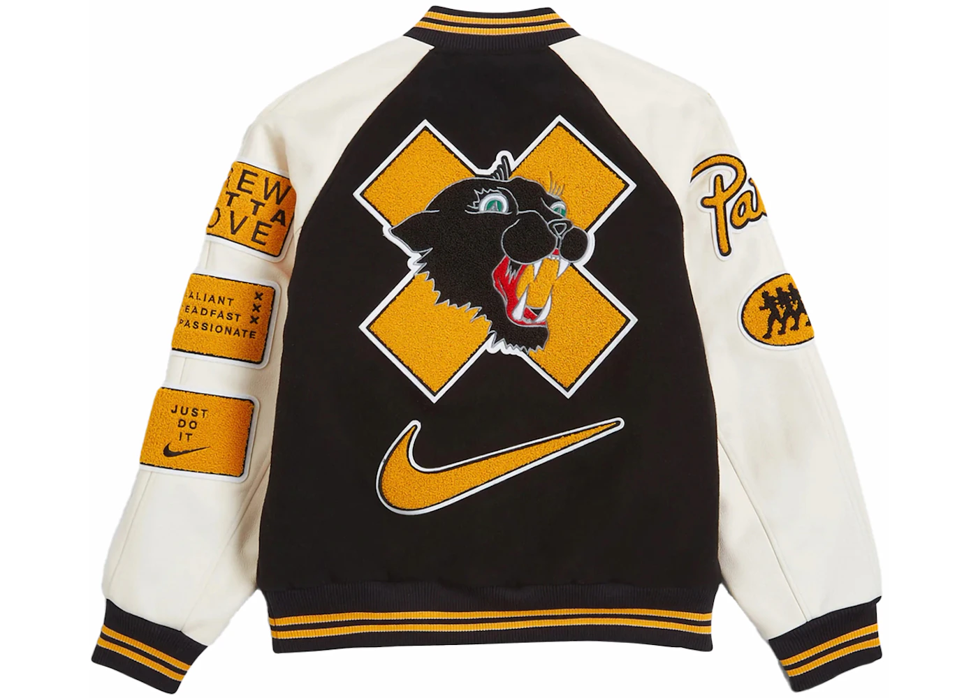 Nike x Patta Running Team Varsity Jacket Black/Yellow/White Men's