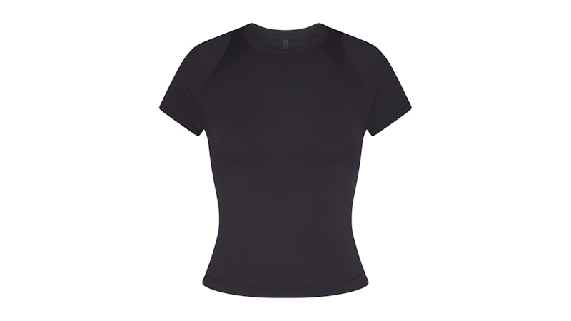 Pre-owned Nike X Skims Women's Airy Baby Tee Shirt In Obsidian In Black