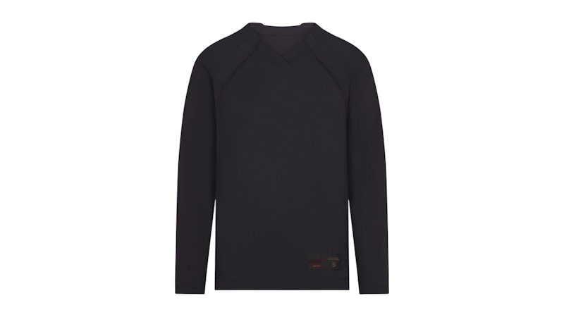 Pre-owned Nike X Skims Women's Airy Vneck Oversized Long Sleeve Top In Obsidian In Black