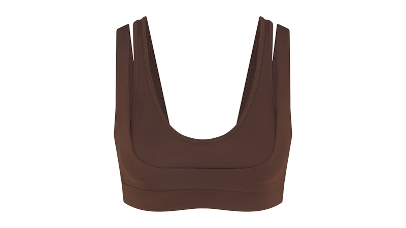 Pre-owned Nike X Skims Women's Matte Double Strap Scoop Bra In Dark Sepia In Brown