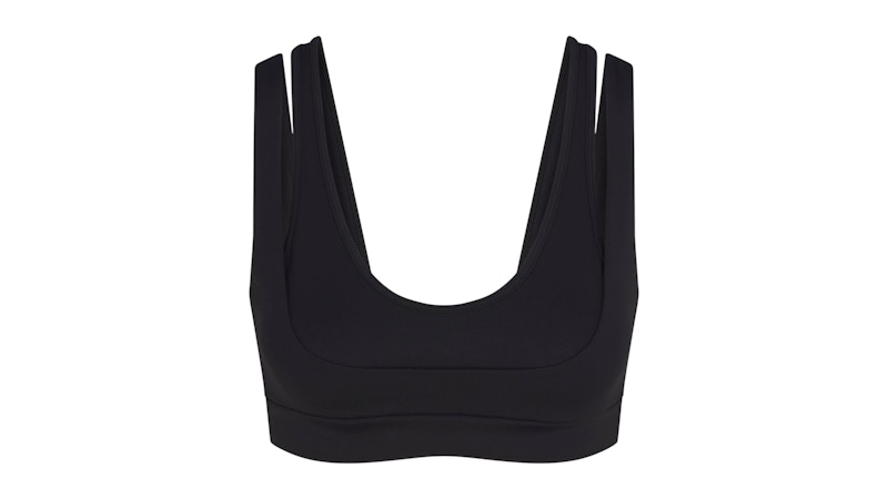Pre-owned Nike X Skims Women's Matte Double Strap Scoop Bra In Obsidian In Black