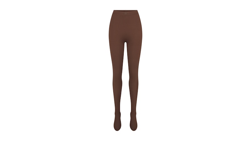 Pre-owned Nike X Skims Women's Matte Footsie Grip Legging In Dark Sepia In Brown