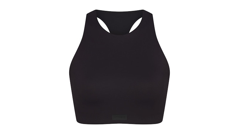 Pre-owned Nike X Skims Women's Matte High Neck Bra In Obsidian In Black