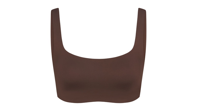 Pre-owned Nike X Skims Women's Matte Scoop Neck Bra In Dark Sepia In Brown
