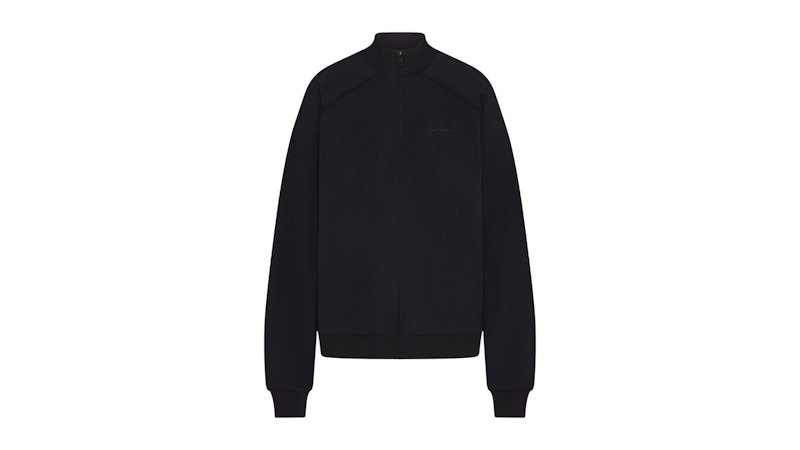 Pre-owned Nike X Skims Women's Matte Tricot Oversized Track Jacket In Obsidian In Black