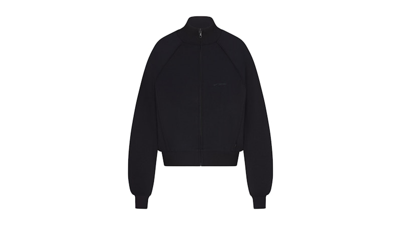 Pre-owned Nike X Skims Women's Matte Tricot Track Jacket In Obsidian In Black