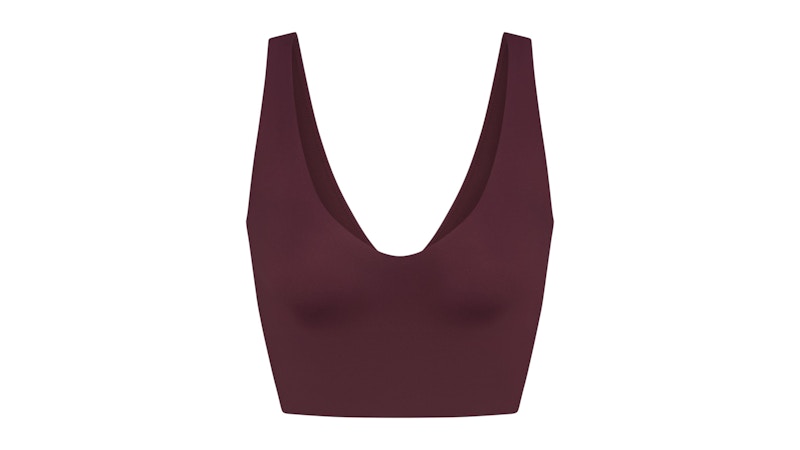 Pre-owned Nike X Skims Women's Matte Vneck Bra Top In Currant In Purple