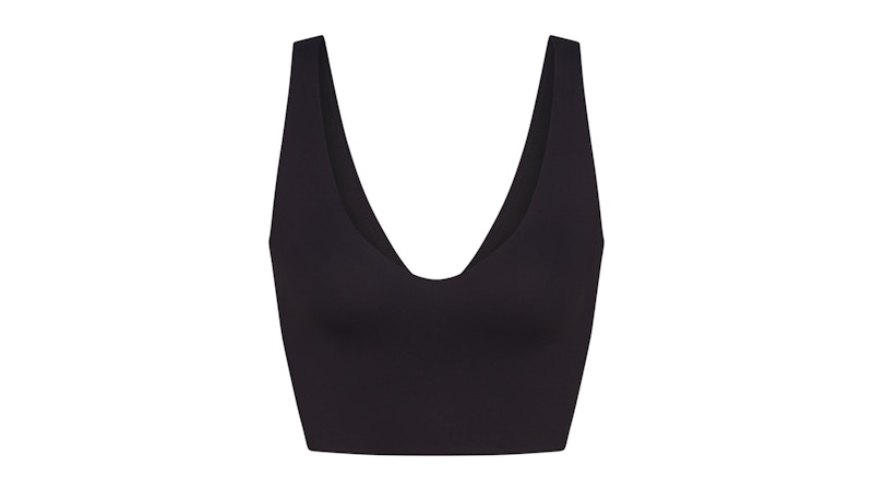 Pre-owned Nike X Skims Women's Matte Vneck Bra Top In Obsidian In Black