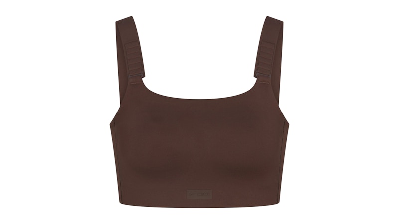 Pre-owned Nike X Skims Women's Matte Wide Strap Bra In Dark Sepia In Brown