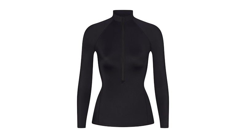 Nike x SKIMS Women's Shine Long Sleeve Half Zip Top Obsidian