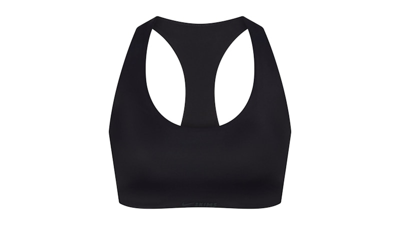 Pre-owned Nike X Skims Women's Shine Racer Back Bra In Obsidian In Black