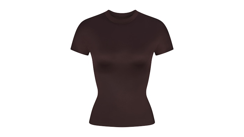 Pre-owned Nike X Skims Women's Shine Short Sleeve Mock Neck Top In Phoenix In Red