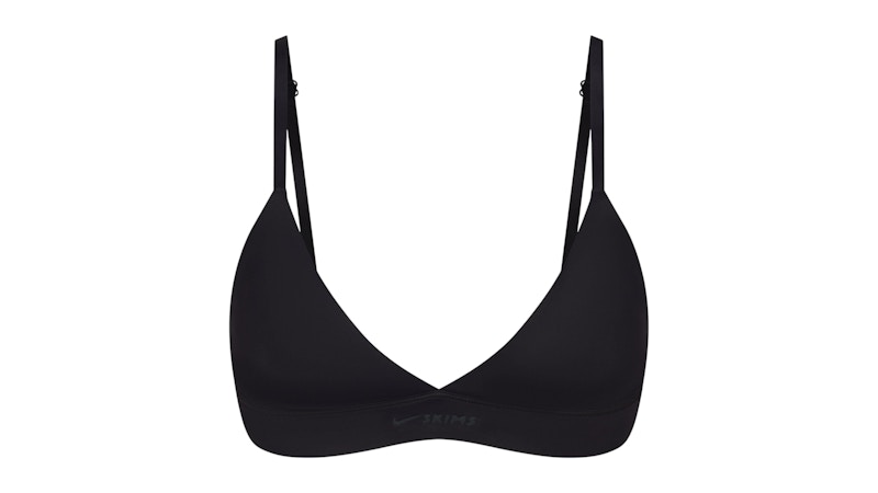 Pre-owned Nike X Skims Women's Shine Triangle Bra In Obsidian In Black
