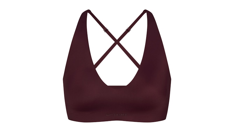 Pre-owned Nike X Skims Women's Shine Vneck Bra In Currant In Purple