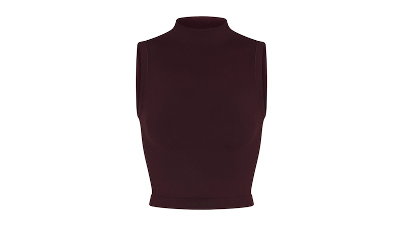 Pre-owned Nike X Skims Women's Vintage Seamless Mock Neck Bra Top In Currant In Purple