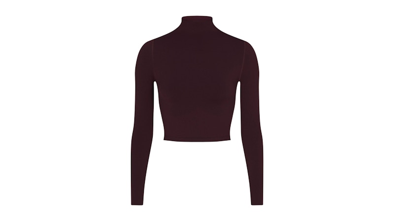 Pre-owned Nike X Skims Women's Vintage Seamless Mock Neck Crop Top In Currant In Purple